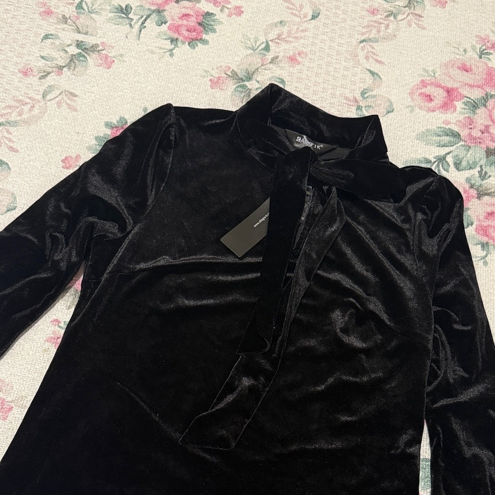 Elegant Black Velvet Top with Bow